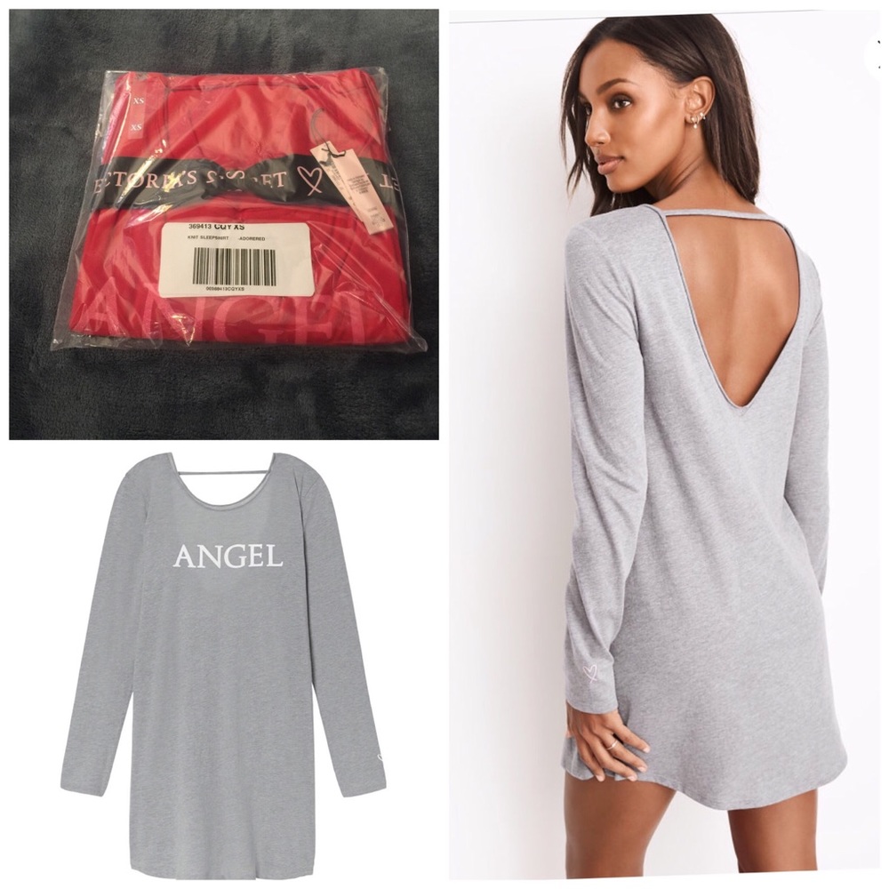 Victoria Secret V-Back Sleep Dress red xs